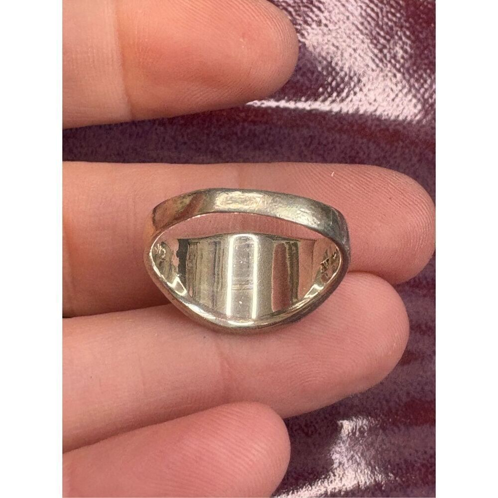 Vintage STERLING SILVER PINK MOTHER OF PEARL STONE Inlay SIZE 8 - Picture 8 of 9